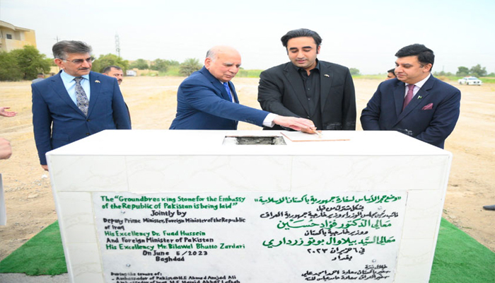 وزیرخارجہ بلاول بھٹو نے بغداد میں نئے پاکستانی سفارتخانے کا سنگ بنیاد رکھ دیا