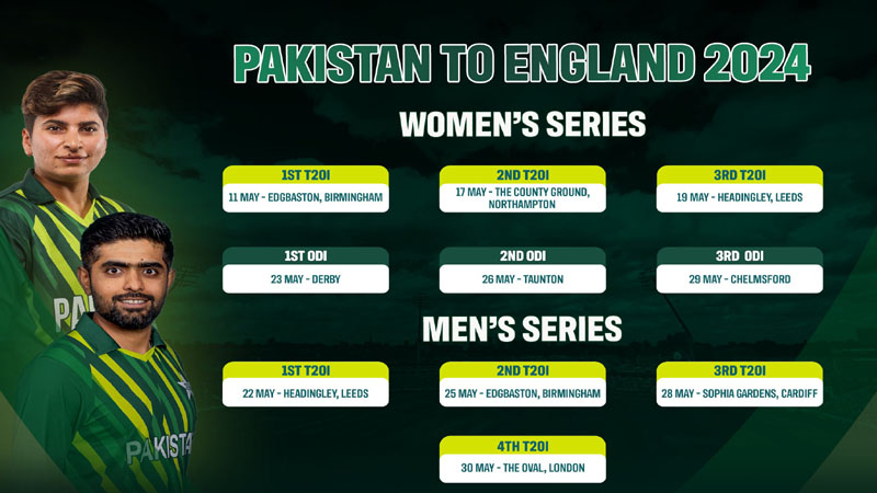 پاکستان کی مینز اور ویمنز کرکٹ ٹیمیں آئندہ سال انگلینڈ کا دورہ کریں گی