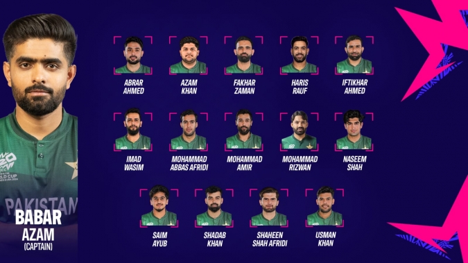 پاکستان نے ٹی ٹوئنٹی ورلڈ کپ کیلئے 15 رکنی سکواڈ کا اعلان کردیا