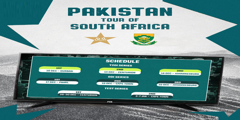 پاکستان کرکٹ ٹیم کے دورۂ جنوبی افریقہ کے شیڈول کا اعلان کردیا گیا
