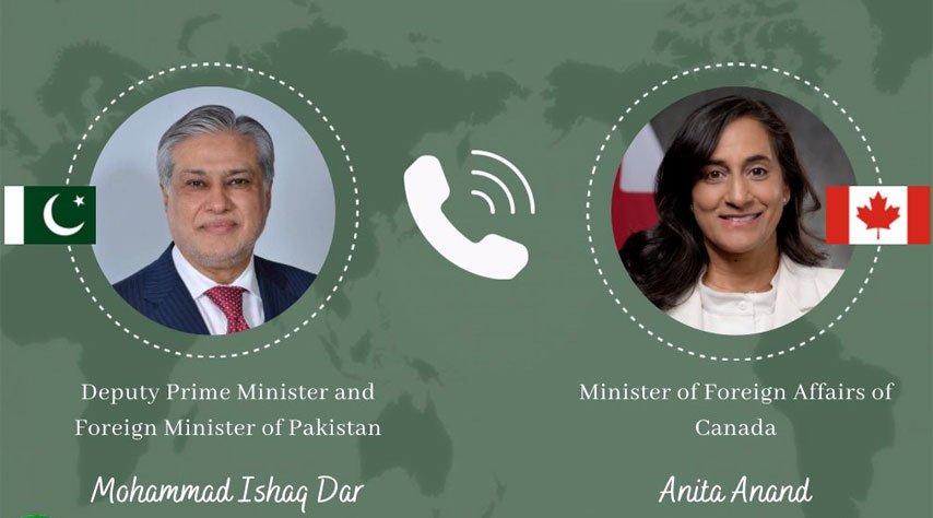 نائب وزیراعظم،کینیڈین وزیرخارجہ کا دوطرفہ تجارت کو مستحکم کرنے پر تبادلہ خیال