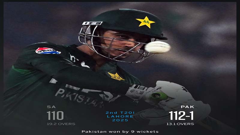 پاکستان نے دوسرے ٹی ٹوئنٹی میچ میں جنوبی افریقہ کو 9 وکٹوں سے شکست دیدی