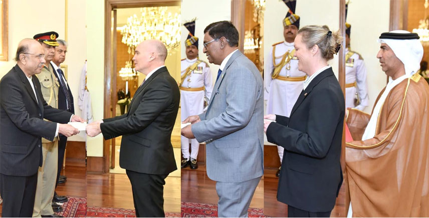 صدرِ مملکت آصف علی زرداری کو 4 ممالک کے سفیروں نے اپنی اسنادِ سفارت پیش کردیں