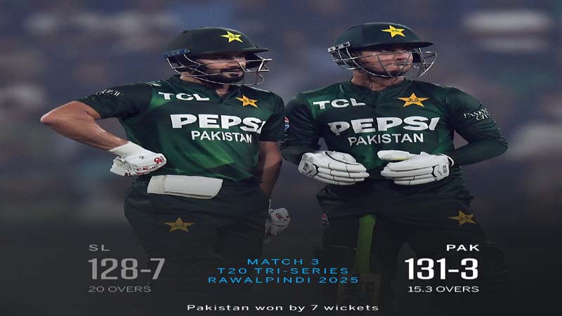 سہ ملکی ٹی ٹوئنٹی سیریز، پاکستان نے سری لنکا کو 7 وکٹوں سے زیر کرلیا