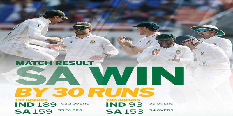 جنوبی افریقہ نے پہلے ٹیسٹ میچ میں بھارت کو 30 رنز سے شکست دیکر تاریخ رقم کردی