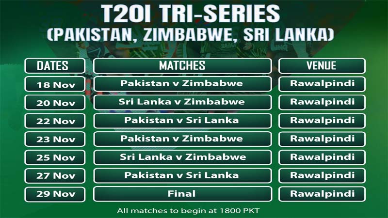 پاکستان کرکٹ بورڈ نے تین ملکی ٹی20 سیریز کا نیا شیڈول جاری کر دیا