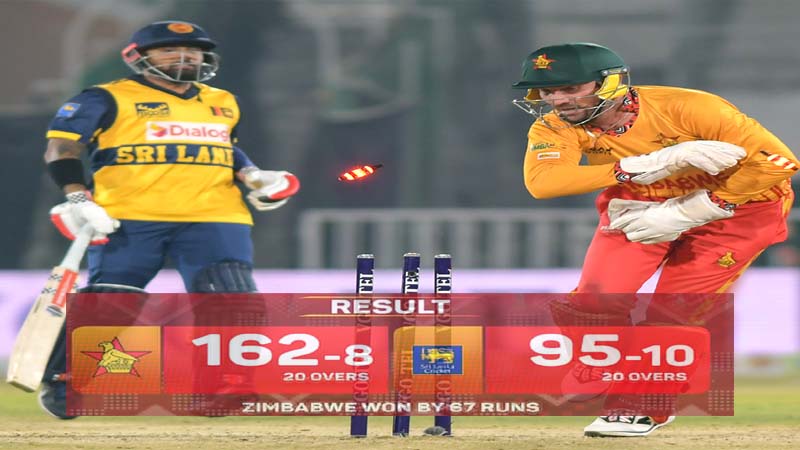 سہ ملکی ٹی ٹوئنٹی سیریز، زمبابوے نے سری لنکا کو 67 رنز سے شکست دیدی