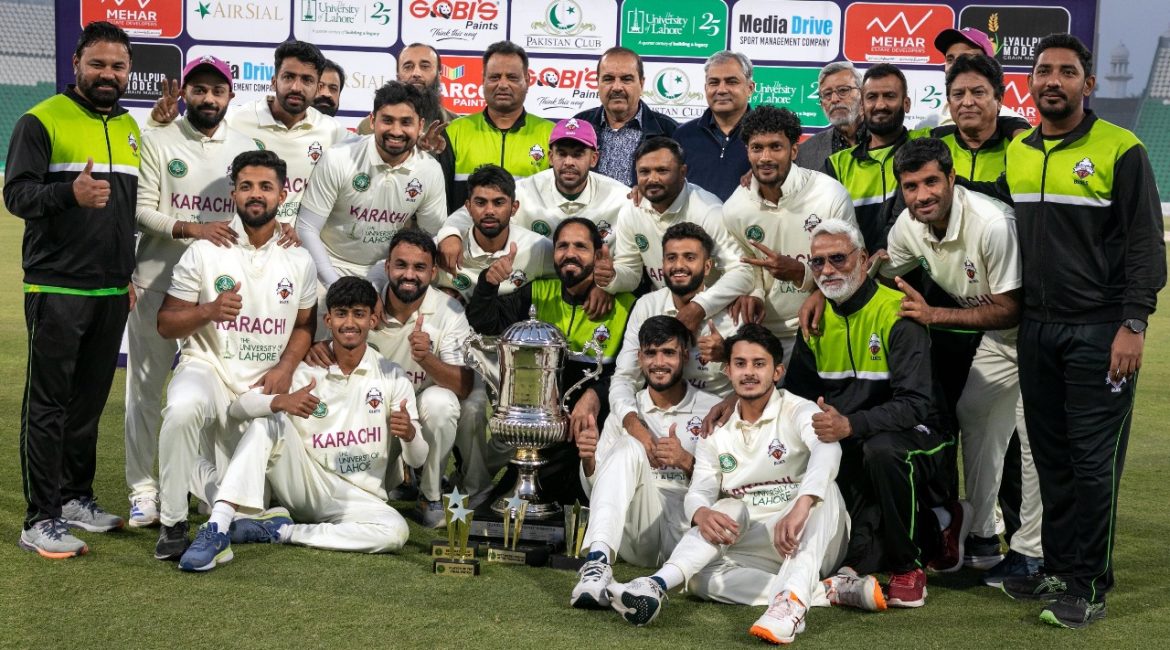 کراچی بلوز نے قائداعظم ٹرافی ٹرافی جیت لی۔ فائنل میں دفاعی چیمپئن سیالکوٹ کو218 رنز سے شکست