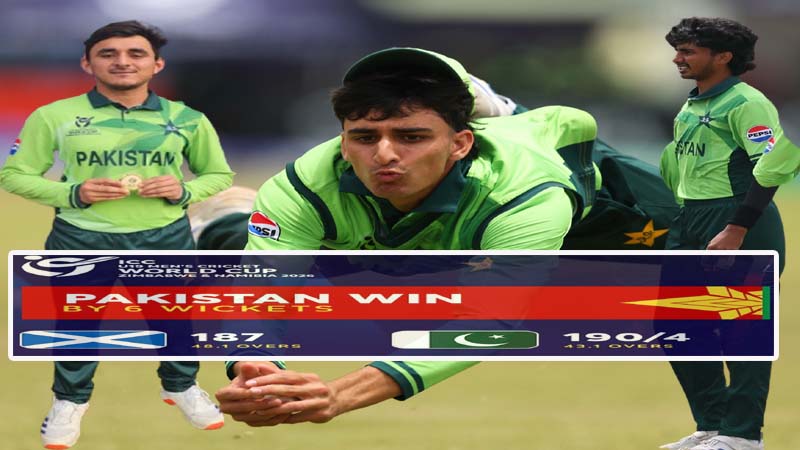 انڈر 19 ورلڈ کپ، پاکستان کی پہلی جیت، سکاٹ لینڈ کو 6 وکٹوں زیر کرلیا