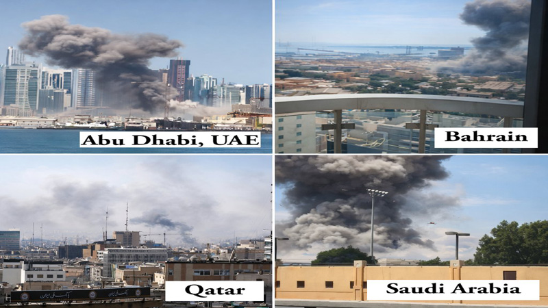 ایران  کے قطر، متحدہ عرب امارات، کویت، بحرین، اردن اور سعودی عرب میں امریکی فوجی اڈوں پر حملے