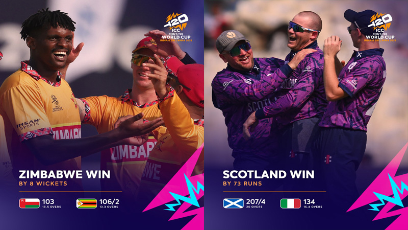 آئی سی سی ٹی ٹوئنٹی ورلڈکپ: اسکاٹ لینڈ اور زمبابوے نے اپنے میچ جیت لیے